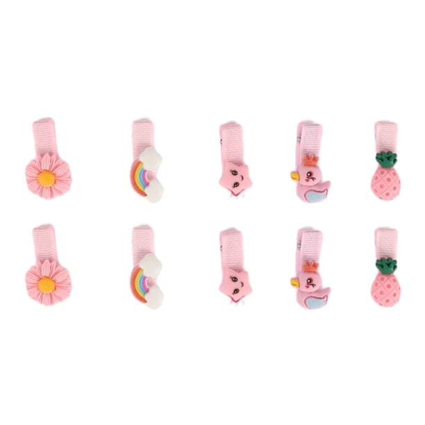 10 Piezas Bonitos Clips para el Cabello de Patito Arcoíris para Niñas Rosa Amarillo Blanco