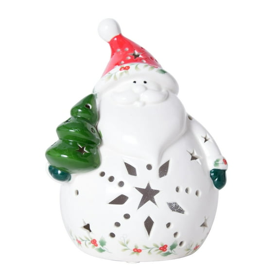 Pfaltzgraff Winterberry Dolomite Led Light Santa Figurine