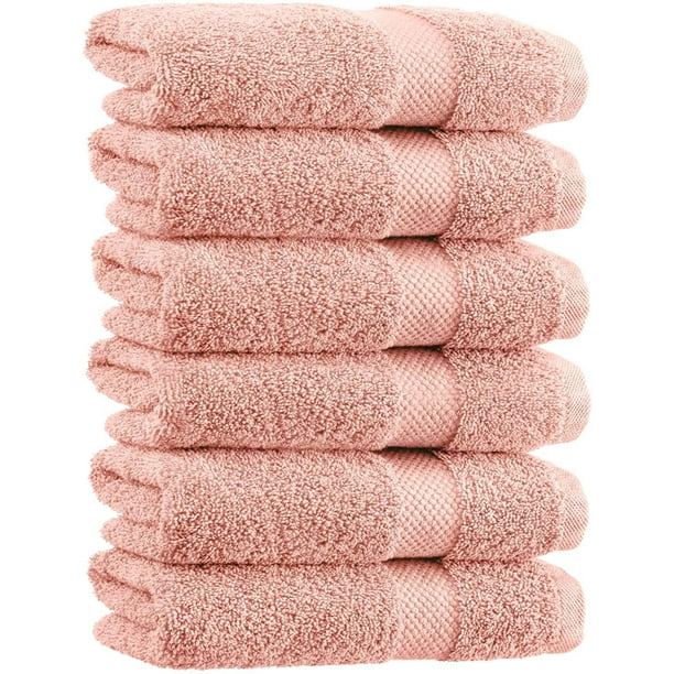 Luxury Pink Hand Towels Soft Cotton Absorbent Hotel Towel 6Pack