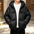 thumbnail image 2 of Afuyipoi Toddler Boys Puffer Hooded Coat Quilted Zip Up Thickened Warm Winter Jacket Outdoor Play Size 0-7Y Black Size 7, 2 of 9