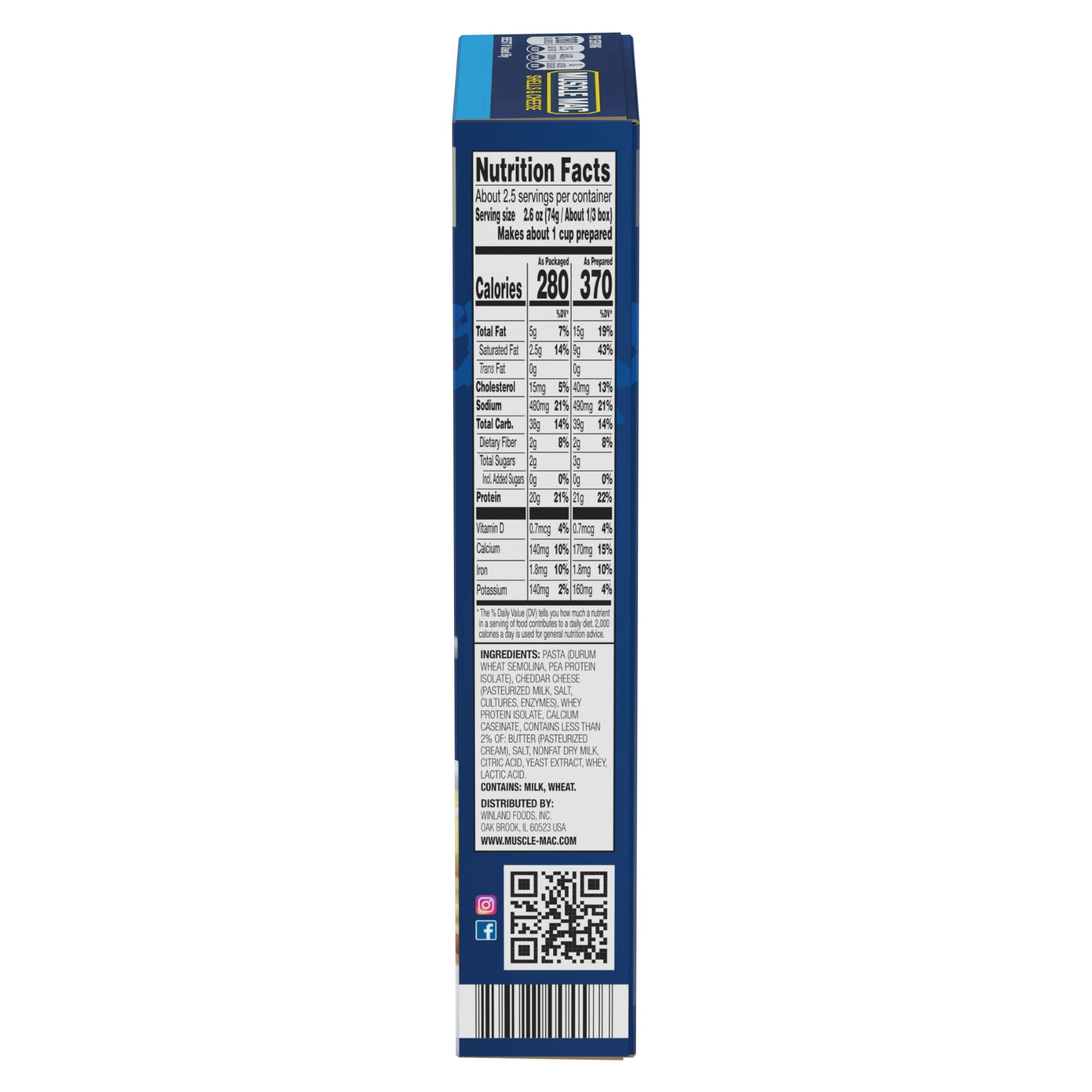 (5 pack) Muscle Mac High Protein Shells & Cheese Dinner, Made With Aged Sharp White Cheddar and Butter from GrassFed Cows, 20g of Protein, 6.7 oz