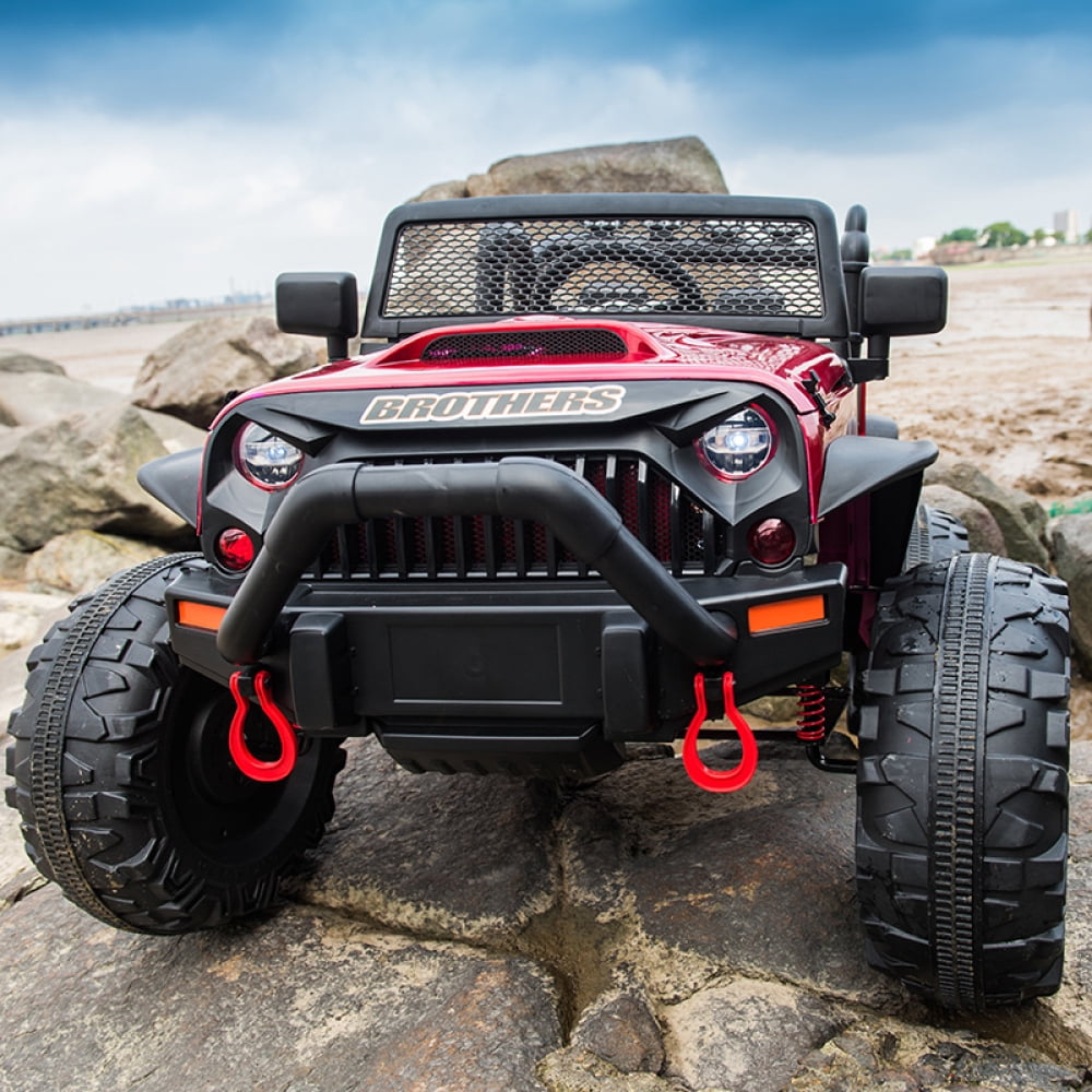 24V JEEP Double Drive Children Ride- on Car With 200W*2 12V9AH*2 Battery,Parent Remote Control ,Electron assisted steering wheel Foot Pedal Led lights,music board with USB/bluetooth/MP3/music/ volum