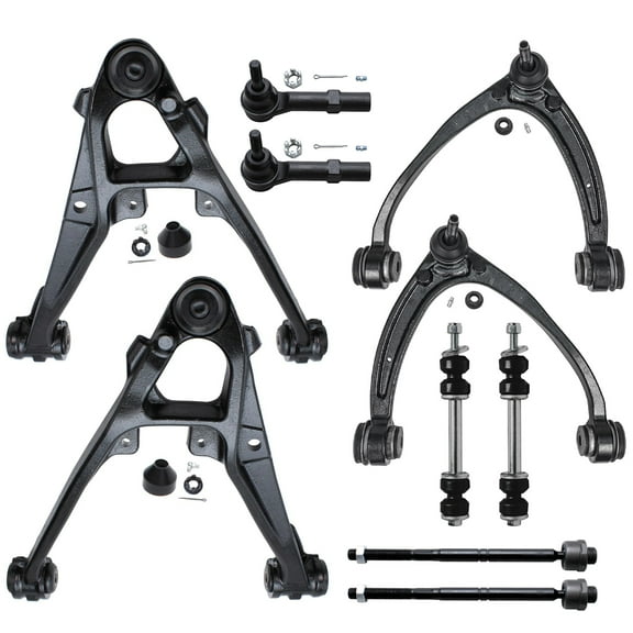 Detroit Axle - 10pc Suspension Kit for Chevy GMC Silverado Sierra 1500 Avalanche Tahoe Yukon Cadillac Escalade, 4 Upper & Lower Control Arms w/Ball Joints, 4 Tie Rods, 2 Sway Bar Links