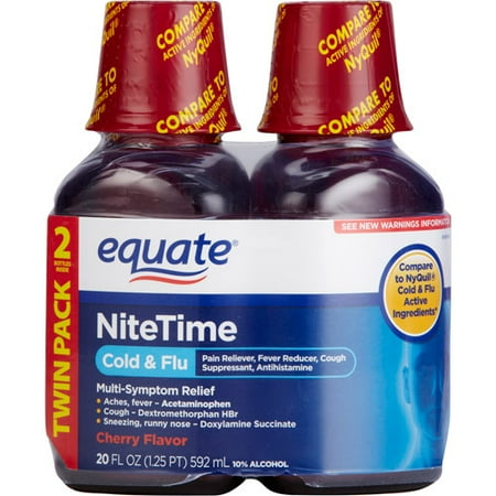 Equate Nite Time Cherry Flavor Multi-Symptom Cold/Flu Relief 2 Ct