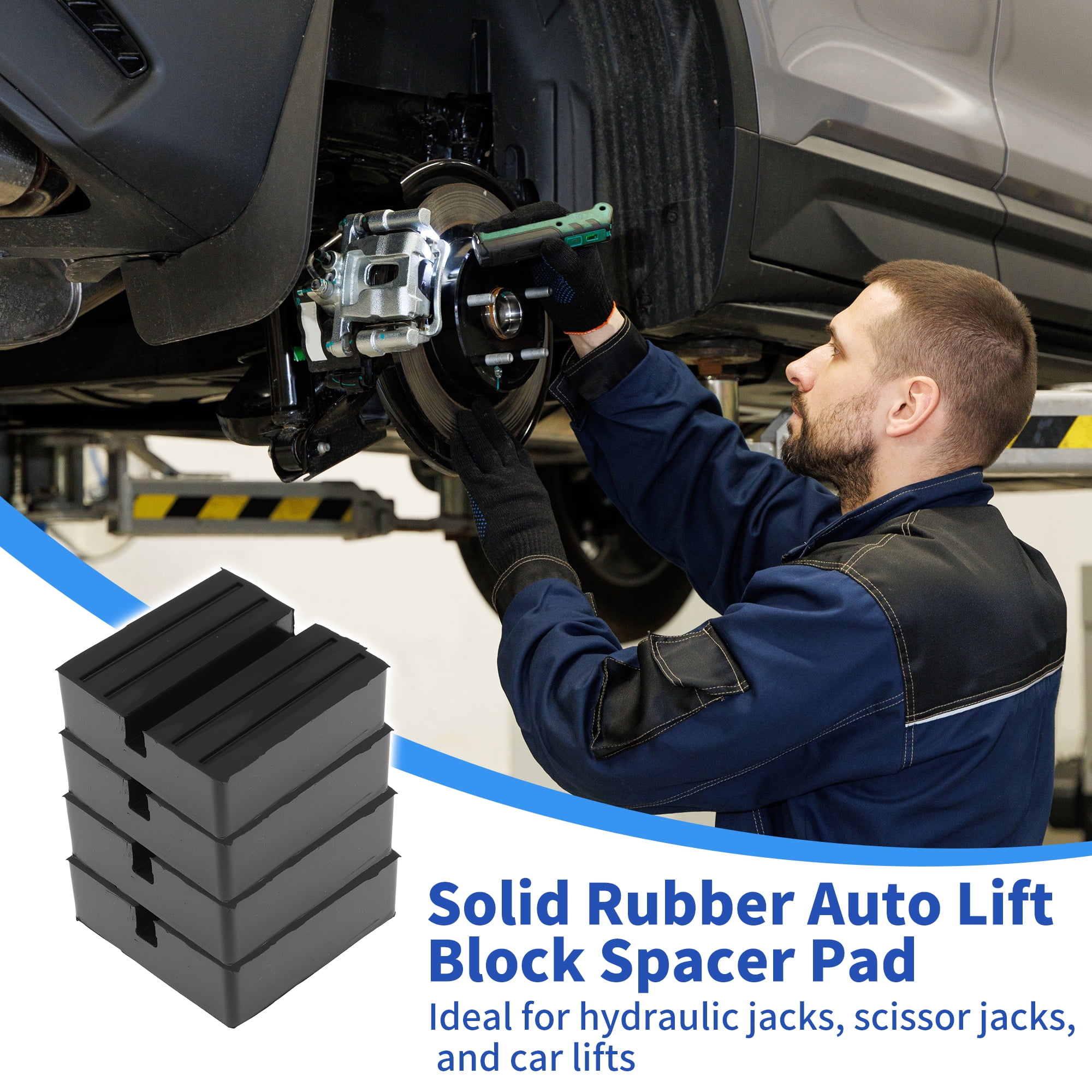 Unique Bargains Car Jack Pads Universal Heavy Duty Rubber Floor Jack Pad 4-5Ton Adapter 3″L x 3″W x 1″H Anti-Slip Protect Frame Jack Stand Pads for Vehicle Black 4pcs