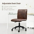 thumbnail image 4 of Chaise de Bureau en Cuir pour la Maison, Chaise de Bureau Sans Accoudoirs avec Roulettes Pivotante à 360°, Chaise d'Ordinateur Roulante avec Dossier, Chaise d'Appoint Réglable avec Base Tabouret, 4 of 8