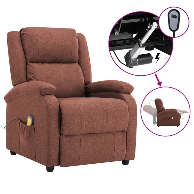 vidaXL Fauteuil Inclinable de Massage Électrique en Tissu Marron