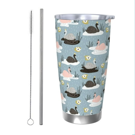 

Goofa Swan Princess On Lake for 20 oz Skinny Tumbler Stainless Steel Coffee Mug Slim Vacuum Insulated Travel Cup Car Cup-Straw Two-piece Set