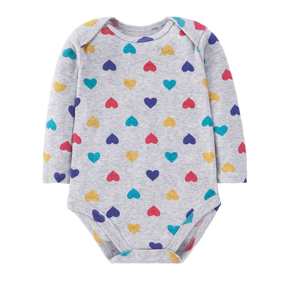 Bellafa 2-pack Long Sleeve Bodysuits One-piece 100% Organic Cotton for Infant Girls Floral Unicorn Onesies Baby Romper