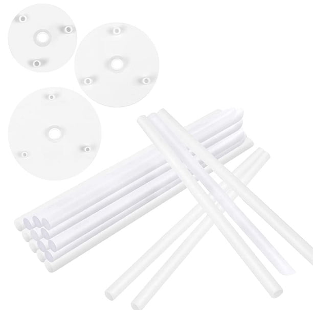 Soportes para Tartas - Paquete de 18 Soportes para Tartas Varillas de Reutilizables Soportes para Tartas con 3 Platos para Tartas, para Tartas de Varios Niveles