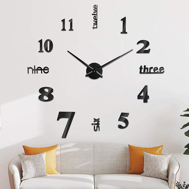 Pegatinas visuales 3D, reloj de pared artesanal, relojes de pared reutilizables para decoración del hogar, restaurante, oficina y hotel