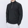 thumbnail image 2 of JUUYY Men's Quarter Zip Pullover Lightweight Long Sleeve Hiking Athletic Sweatshirts Performance Mock Neck 3/4 Zip Sweatshirt Black XXXXL, 2 of 9