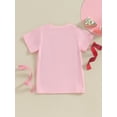 thumbnail image 4 of Toddler Girls Summer Casual T-shirt Pink Short Sleeve Round Neck Letter Embroidery Tops, 4 of 9