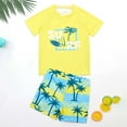 thumbnail image 2 of Toddler Bathing Suit Boys Coconut Tree Surfboard Print Swim Set With Trunks Breathable Swimsuit Boy Yellow 6 Years-7 Years, 2 of 7