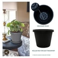 thumbnail image 2 of 16 Inch Round Plastic Plant Pot - Prima Planter with Rolled Rim, Drainage Holes for Indoor & Outdoor Plants, Flowers, Vegetables - Black, 2 of 7