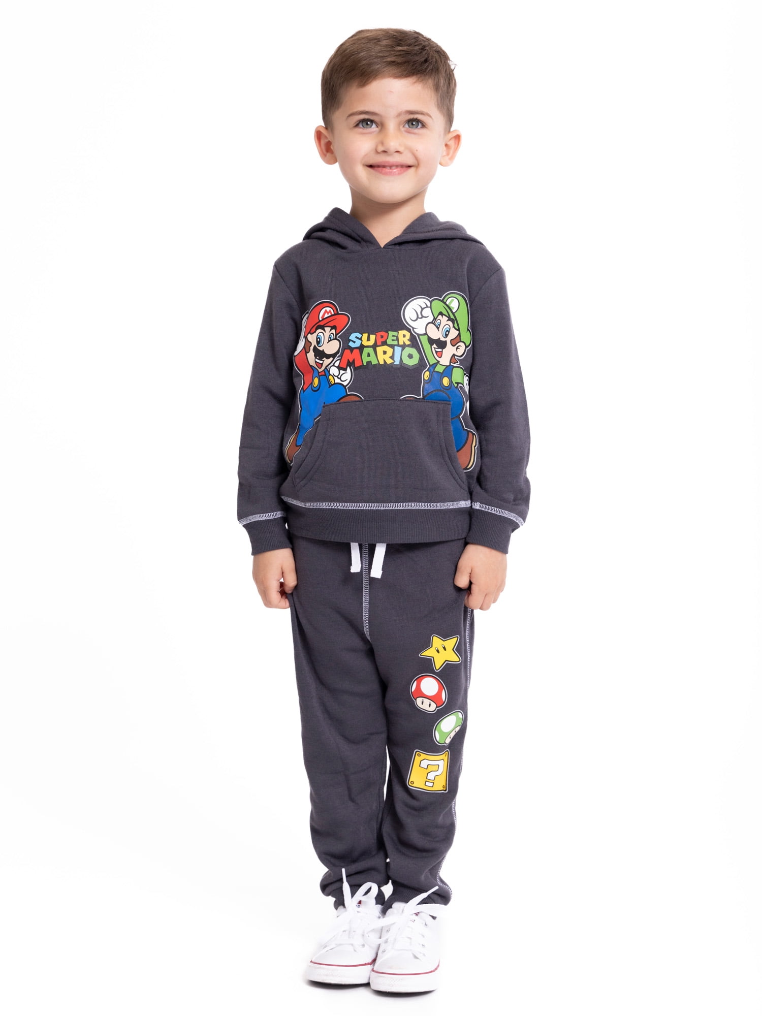 Super Mario Brothers Toddler Boys Jogger Set with Hood Outfit Set, 2 Piece, Sizes 12 Months to 5T