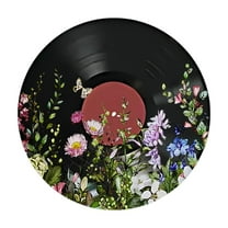 European And American Round Retro Records, Art Acoustic Panels, Wall Decorations, Flower Art Decor Sound Absorbing Panels for Studio Home Office