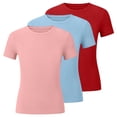 thumbnail image 2 of Stamzod 3 Pack Girls Tshirts Crewneck Short Sleeve T Shirts Kids Clothes Girls Ribbed Summer Tee Tops 5-16 Years Multicolor 11-12 Years, 2 of 6