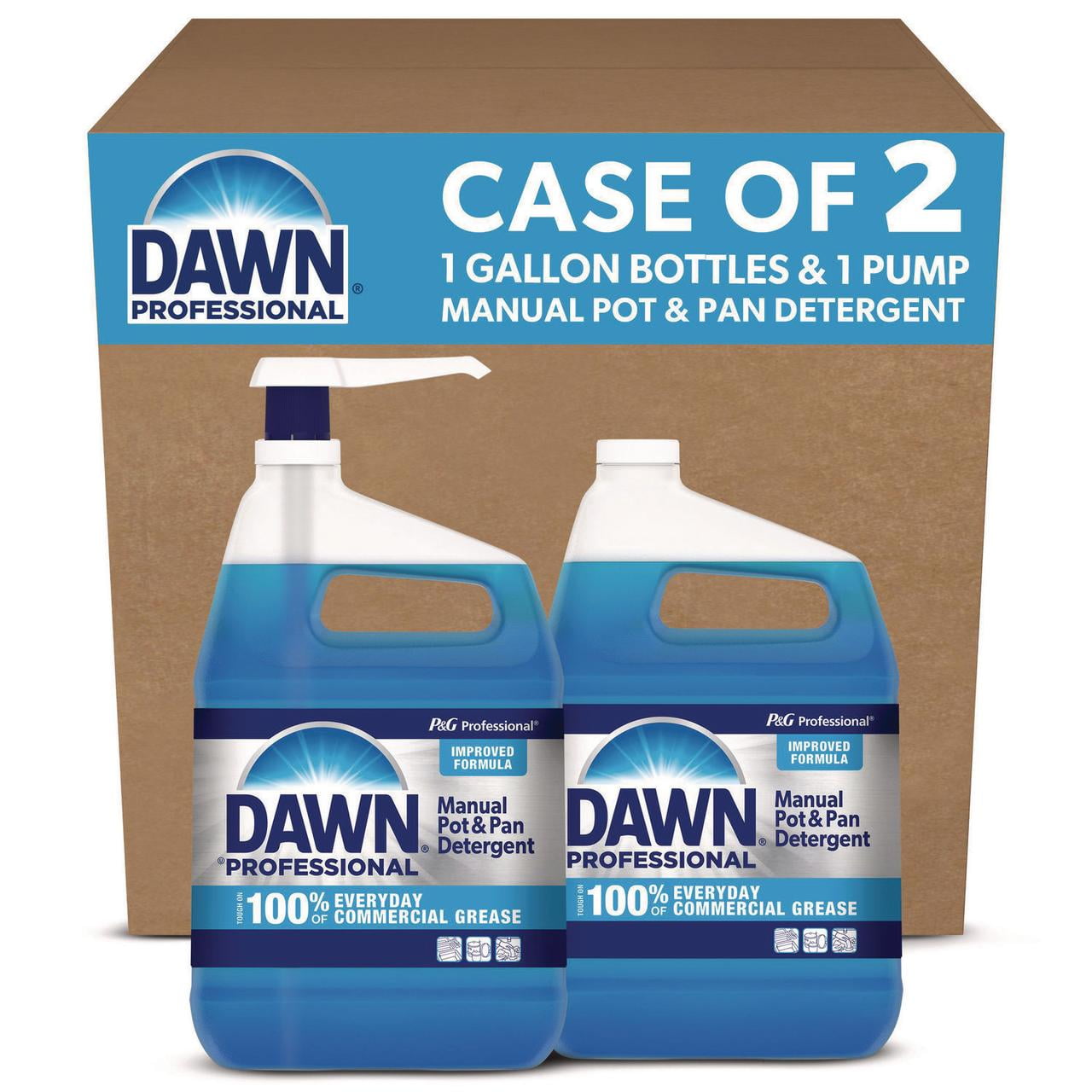 Dawn Manual Pot and Pan Dish Detergent, Original Scent, 1 gal Bottle, 2/Carton
