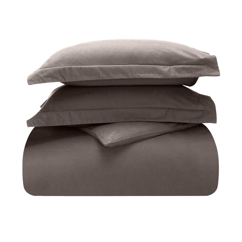 Superior Cotton Flannel Solid Duvet Cover Set, Full/Queen, Charcoal