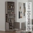 thumbnail image 5 of Syrah Corner Bar Cabinet, Eight Bottle Cubbies, Double Door, Two Open Shelves Light Gray, 5 of 7