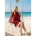thumbnail image 4 of HAPPY BAY Women's Beachwear Swimsuit Coverups for Women Summer Swim Beach Dress Cover ups for Swimwear Women Loose Flowy Bathing Suit 1X-2X Red_AC524, 4 of 5