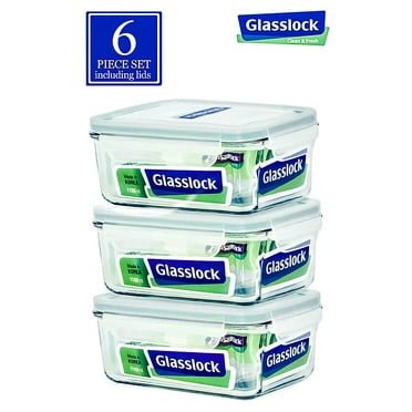 Glasslock Rectangular Tempered Glass Food Container Set of 3 1100ml/37oz
