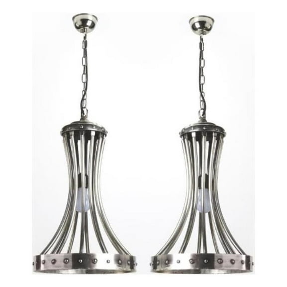 Home Square Cast Aluminium Pendant in Antique Silver - Set of 2
