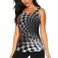thumbnail image 2 of Picia Butterflies Optical Illusion Pattern Women's Workout Tank Top,Breathable Activewear,Slim Fit Athletic Top,Versatile Workout Moisture-wicking top-Small, 2 of 9