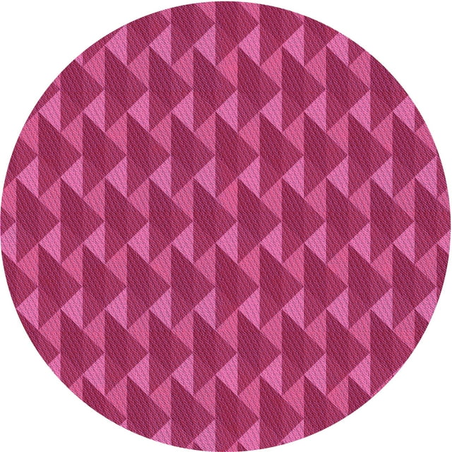 Ahgly Company Tapis Rond Lavable en Machine Intérieur Transitionnel Rose Néon, 4 Pieds Rond