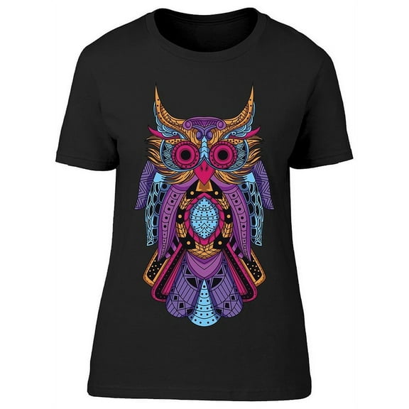 Colorful Owl Bird Graphic T-Shirt Women -Image by Shutterstock, Female Small