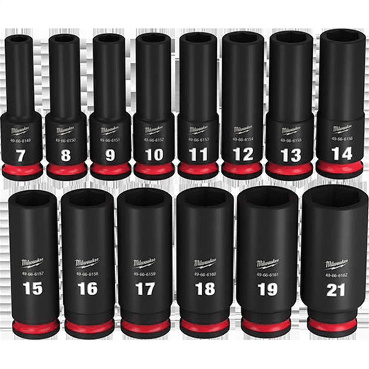 Milwaukee 49-66-7008 14 PC SHOCKWAVE 3/8" Dr Metric Deep 6 Point Socket Set