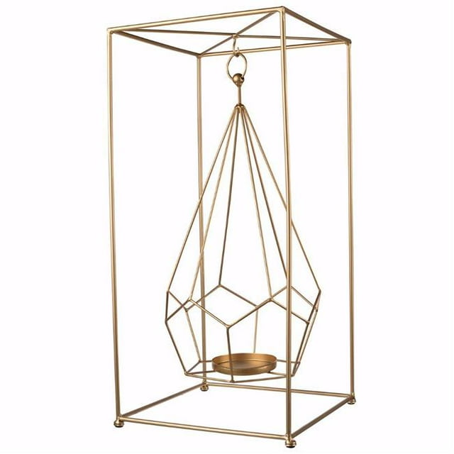 Benzara BM150656 Stately Punctuated Metal Candle Holder, Gold