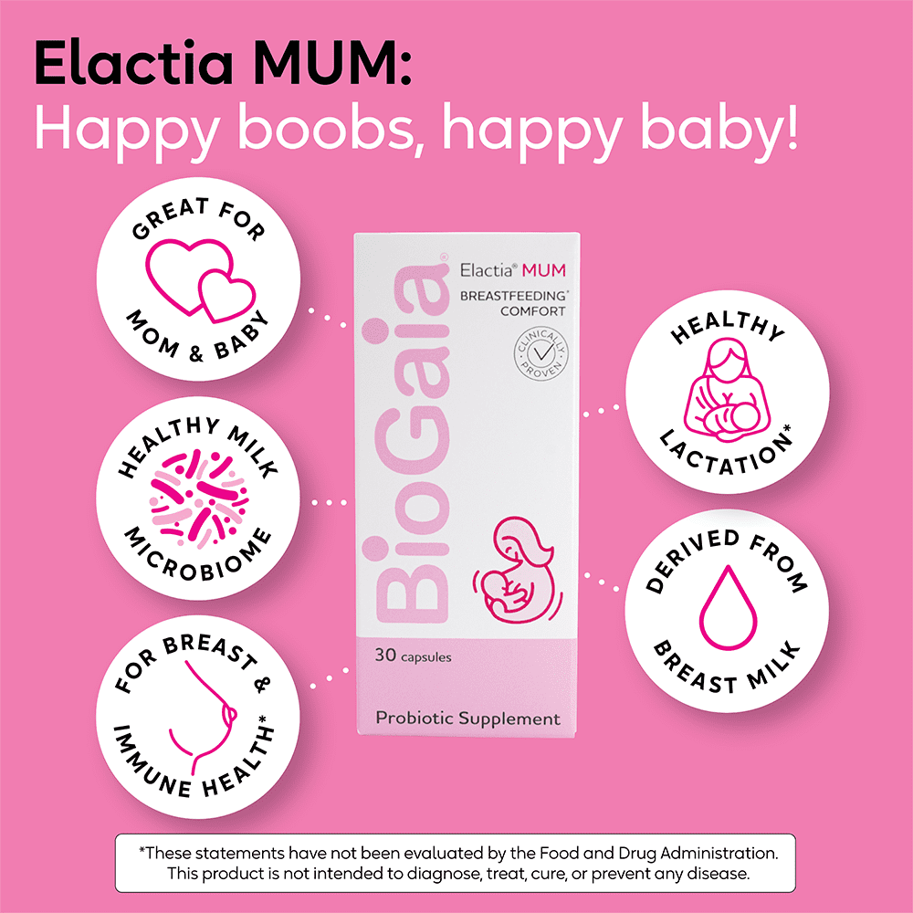 Elactia Breastfeeding Probiotic | Probiotic for Breastfeeding Moms | Ease Lactational Breast Pain | Promote Healthy Lactation | Newborn Essentials for Mom & Baby | Daily Breastfeeding Supplement