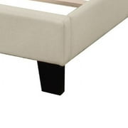 Home Design Adam Queen Upholstered Panel Bed Frame with Nailhead Trim and Padded Headboard, Beige, Easy assembly