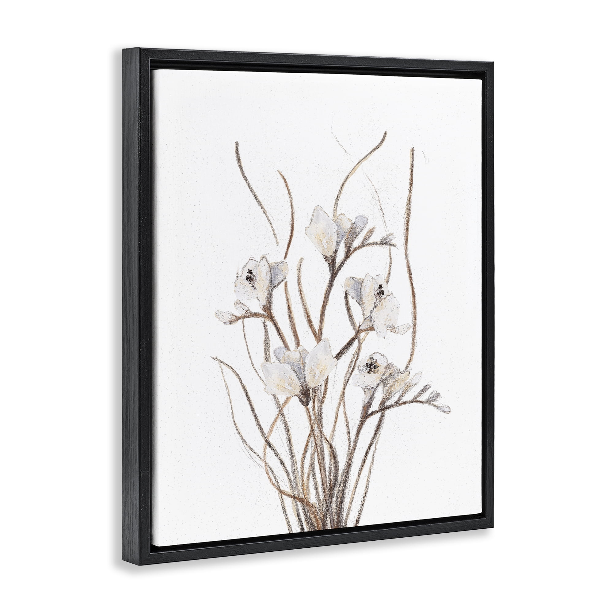 Stupell Industries Curly Branches on White Black Framed Floater Canvas Wall Art, design by Lanie Loreth