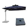 thumbnail image 3 of PURPLE LEAF 10FT Deluxe Square Solar Powered LED Patio Umbrella with Base, Large Offset Cantilever Umbrella with 360° Rotation, Navy Blue, 3 of 16