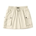 thumbnail image 2 of Zunfeo Cargo Skirt for Women with Pockets Casual Comfy Low Rise Drawstring Hip Pleated Skirt Fashion Sports Tennis Yoga Mini Skirt Streetwear- Beige Size L, 2 of 7