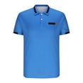thumbnail image 5 of EWASWON Men's Slim Fit Short Sleeve Polo Shirt - Breathable Moisture-Wicking for Casual & Work,Blue,Size L, 5 of 9