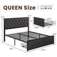 thumbnail image 4 of Bolvdo Bed Frame with Leather Upholstered Headboard, Lockable Storage, Queen Size, Black, 4 of 8