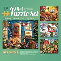 "Bits and Pieces Country Living 500-Piece Jigsaw Puzzles, 4-In-1 Multi-Pack by Larry Jones, 16"" x 20"""