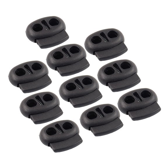 Uxcell 0.67" Toggle Stopper End 2 Holes Cord Locks Plastic Black 10pcs