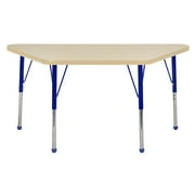 ECR4Kids 24in x 48in Trapezoid Everyday T-Mold Adjustable Activity Table Maple/Maple/Blue - Standard Ball