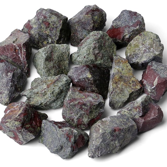 MAIBAOTA Dragon Bloodstone Crystal Stones 1" Natural Raw Crystals Bulk Rough Gemstones Rocks for Tumbling Polishing Cutting Decorative Stone