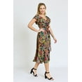 thumbnail image 5 of Black Festive Foliage Wrap Midi Dress | S-3X, 5 of 10