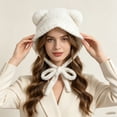 thumbnail image 5 of qolati Women Plush Bear Hat Warm Ear Protection Fall Winter Thickened Fuzzy Hat Earflap Beanie Warm Tropper Windproof Hooded Hat Headwear, 5 of 8
