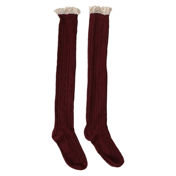 1 par de calcetines hasta la rodilla con encaje, elegantes y cómodos para mujer (talla única).