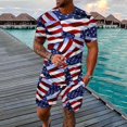 thumbnail image 2 of Vedolay Set For Men Casual Summer Mens Short Sets 2 Piece Outfits Summer Stars Stripe Patriotic T Shirts and Shorts Set,Navy XL, 2 of 3