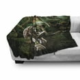 thumbnail image 3 of Fantasy World Soft Flannel Fleece Throw Blanket, Graphics of Fantasy Scene with Girl and Saber-tooth Tiger Plants Galaxy, Cozy Plush for Indoor and Outdoor Use, 70" x 90", Green, by Ambesonne, 3 of 6