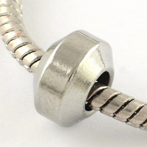 10 pc Tarnish Resistant 201 Stainless Steel European Beads Large Hole Beads Rondelle Stainless Steel color 11x6.5mm Hole: 6mm